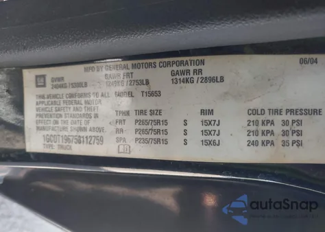 2005 Chevrolet Colorado Ls z USA, uszkodzony, nr VIN 1GCDT196758112759